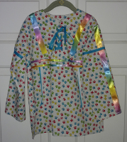 Child's 6 - White & Colored Paw Prints w/White, Turquoise & Rainbow Ribbons