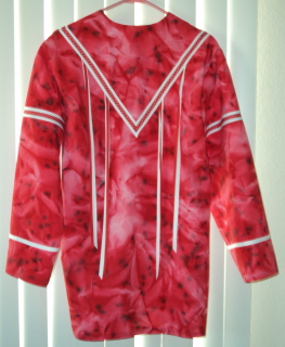 Polka Dot & White Ribbons on Red Marble Batiks