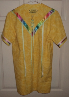 Adult Mint Green & Rainbow Ribbon, White Dragonflies on Yellow SS